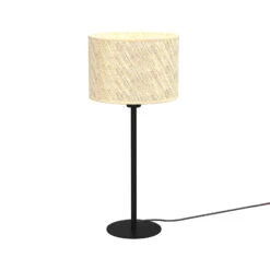 Lampe à Poser Jovin Abat-jour Rotin, Hauteur 56cm