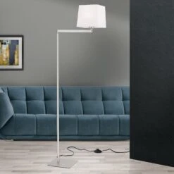 Lampadaire En Tissu Carlton, Nickel Mat