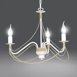 Lustre Tori En Blanc, Métal, à Trois Lampes