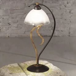 Lampe à Poser Amabile Rouille-doré Abat-jour Verre