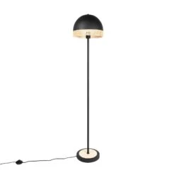 Lindby Lonnaris Lampe Sur Pied Avec Rotin, Noire -EGLO || By Rydens || Lucande Soldes 10009199 2