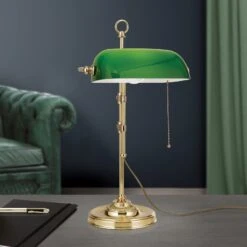 Lampe De Banquier Harvard Interrupteur Laiton/vert -EGLO || By Rydens || Lucande Soldes 10009381 2