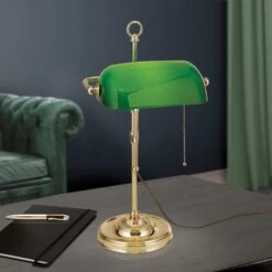 Lampe De Banquier Harvard Interrupteur Laiton/vert