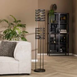 Lampe Sur Pied Graf-Fiesko Noire-nickel à 2 Lampes