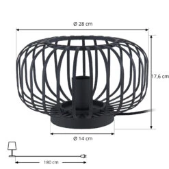 Lindby Krish Lampe à Poser, Aspect Cage, Noire -EGLO || By Rydens || Lucande Soldes 10010600 2