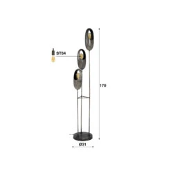 Lampadaire Shining Eye, H 170 cm, à Trois Lampes -EGLO || By Rydens || Lucande Soldes 10010758 4