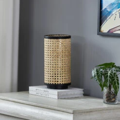 Lindby Yaelle Lampe à Poser Métal Rotin 31 cm -EGLO || By Rydens || Lucande Soldes 10012885 1