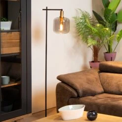 Lampe Sur Pied Joanet Avec Abat-jour En Verre Fumé -EGLO || By Rydens || Lucande Soldes 10013069 3