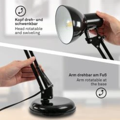 Lampe De Bureau Pixa, Réglable, E14, Noire -EGLO || By Rydens || Lucande Soldes 10013616 5