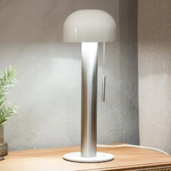 Markslöjd Lampe à Poser Costa En Métal, Blanche/nickel