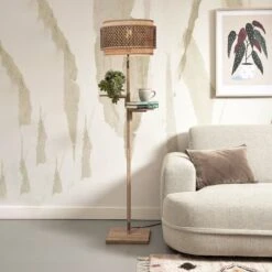 GOOD & MOJO Bhutan Lampe Sur Pied Tablette Naturel
