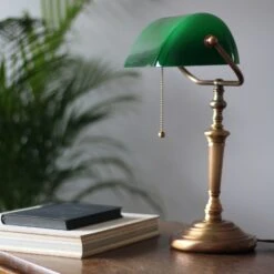 Lampe De Bureau Ancilla, Verre, Bronze/vert