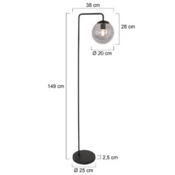 Lampe Sur Pied Bollique Abat-jour En Verre Fumé -EGLO || By Rydens || Lucande Soldes 10019215 2