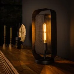 Lampe à Poser Alma Avec élément En Mailles, Noire