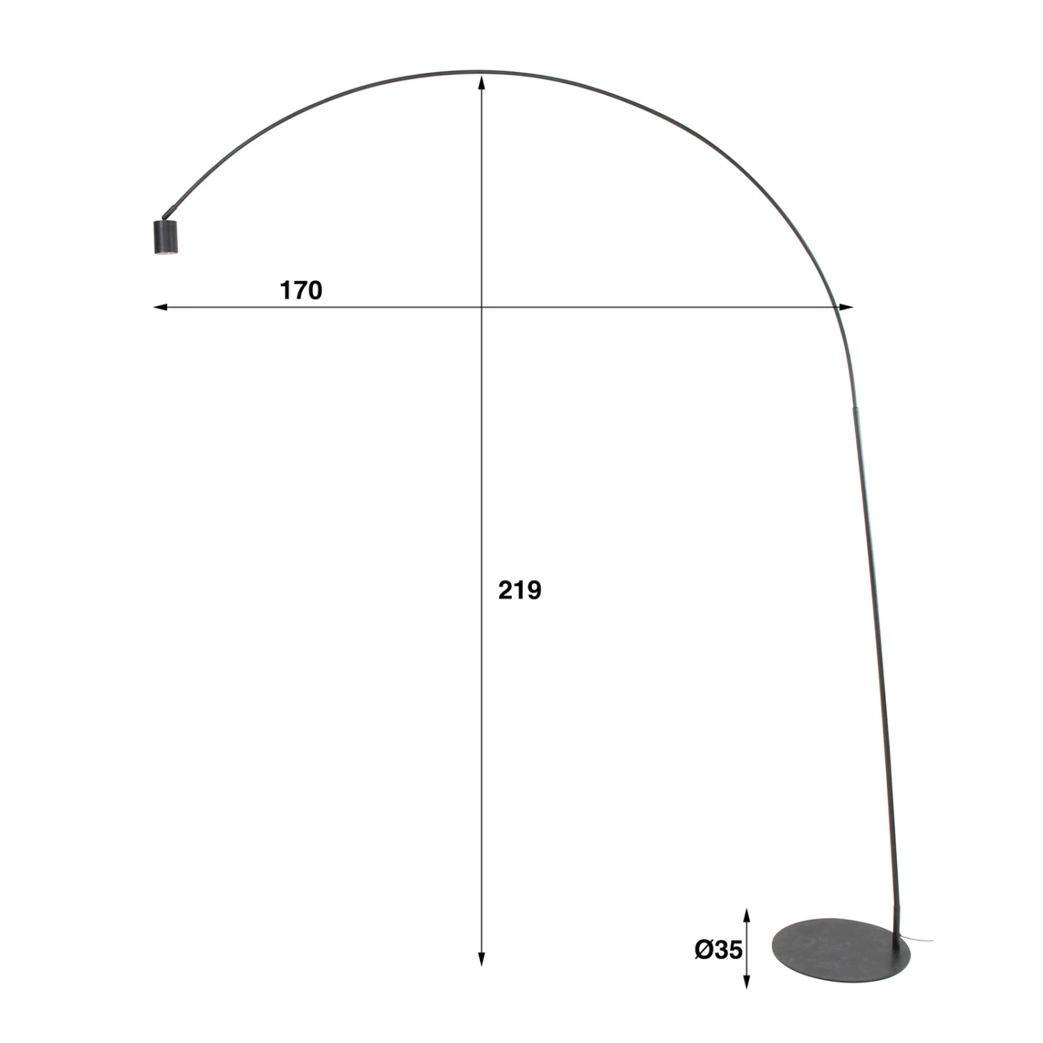 Lampadaire Arqué Fina Avec Spot GU10, Noir 6 Lampadaire Arqué Fina Avec Spot GU10, Noir – Image 4