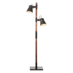 BRILLIANT Lampadaire Plow Avec 2 Spots, Noir/bois Foncé