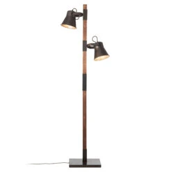 BRILLIANT Lampadaire Plow Avec 2 Spots, Noir/bois Foncé -EGLO || By Rydens || Lucande Soldes 1509554 4