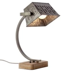 BRILLIANT Lampe à Poser En Métal Drake Avec Pied En Bois