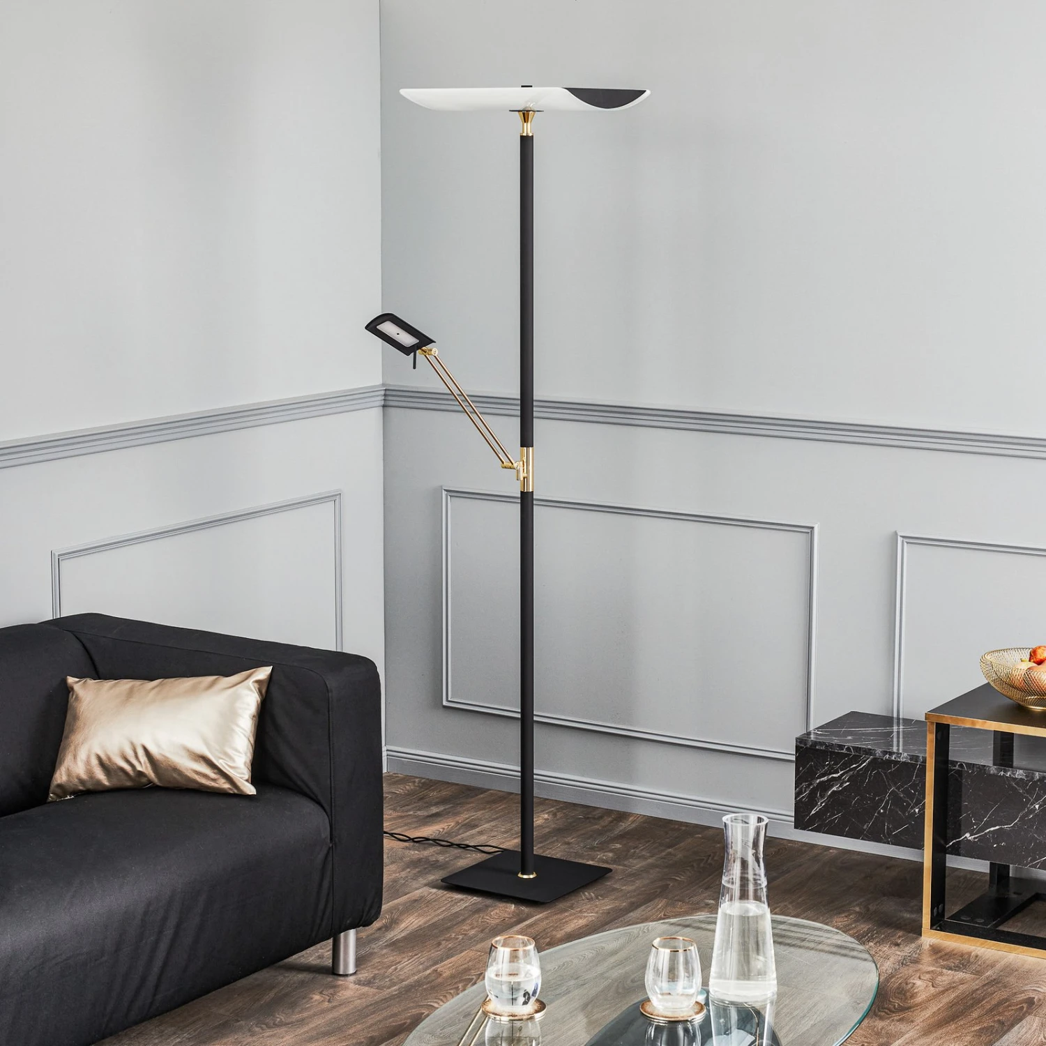 Rothfels Charlin Lampadaire Indirect LED, Laiton 5 Rothfels Charlin Lampadaire Indirect LED, Laiton – Image 3