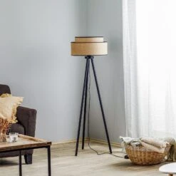 Lampadaire Boho Jute & Black, Hauteur 145cm -EGLO || By Rydens || Lucande Soldes 2616281 2