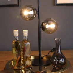 Lampe à Poser Neptune Noire, 2 Sphères Verre Fumé -EGLO || By Rydens || Lucande Soldes 3009124 2