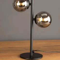 Lampe à Poser Neptune Noire, 2 Sphères Verre Fumé -EGLO || By Rydens || Lucande Soldes 3009124 4