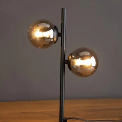 Lampe à Poser Neptune Noire, 2 Sphères Verre Fumé -EGLO || By Rydens || Lucande Soldes 3009124 7