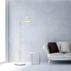 Lampadaire Cliff, Abat-jour Cage Bande Bois, Blanc -EGLO || By Rydens || Lucande Soldes 3076358 2