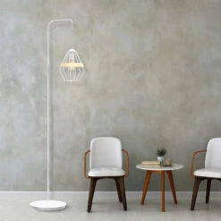 Lampadaire Cliff, Abat-jour Cage Bande Bois, Blanc -EGLO || By Rydens || Lucande Soldes 3076358 4