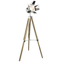 Globo Lampadaire Evy En Bois Avec Projecteur Chromé -EGLO || By Rydens || Lucande Soldes 4015060 2