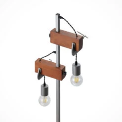 Lindby Asya Lampadaire, Bois, Chromé -EGLO || By Rydens || Lucande Soldes 4018311 3