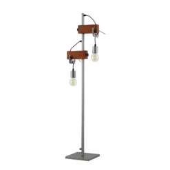 Lindby Asya Lampadaire, Bois, Chromé -EGLO || By Rydens || Lucande Soldes 4018311 5