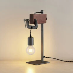 Lindby Asya Lampe à Poser, Bois, Chromée -EGLO || By Rydens || Lucande Soldes 4018312 2