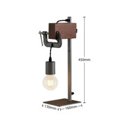 Lindby Asya Lampe à Poser, Bois, Chromée -EGLO || By Rydens || Lucande Soldes 4018312 6