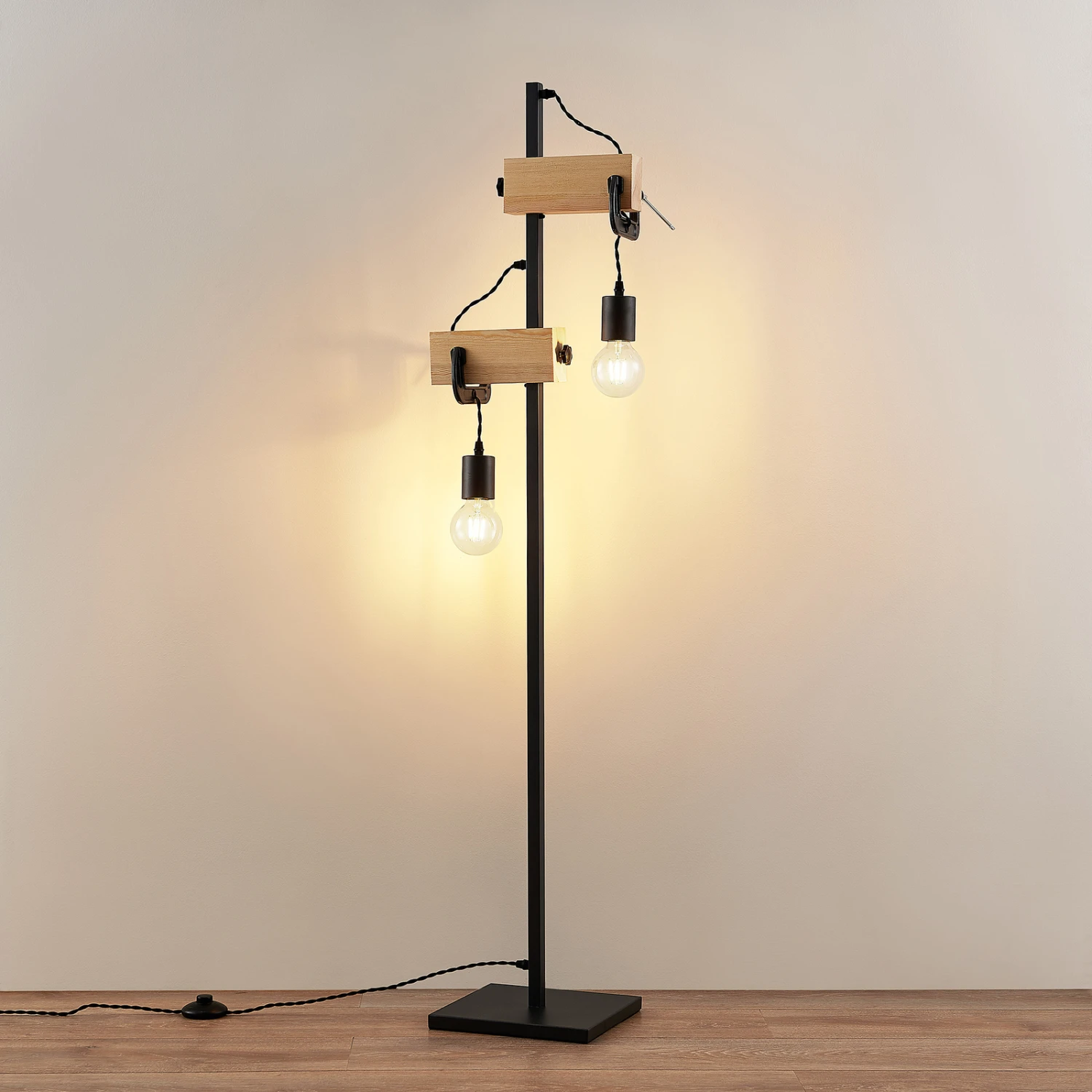 Lindby Asya Lampadaire, Bois, Noir 5 Lindby Asya Lampadaire, Bois, Noir – Image 3