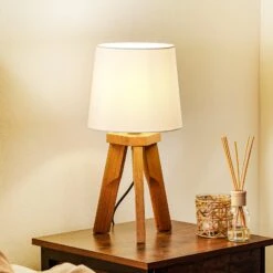 HerzBlut Tre Lampe à Poser, Chêne Huilé, 42 cm