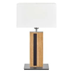 HerzBlut Maive Lampe à Poser, Chêne Huilé 56cm