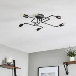 Plafonnier Tube à 6 Lampes Noir -EGLO || By Rydens || Lucande Soldes 4549121 2