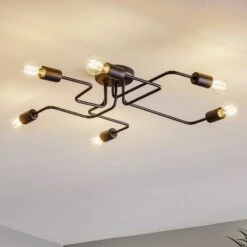 Plafonnier Tube à 6 Lampes Noir