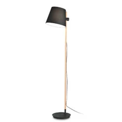 Ideal Lux Axel Lampadaire Avec Bois, Noir/naturel
