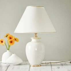 Lampe à Poser Blanche GIARDINO CRACLEE 40 Cm -EGLO || By Rydens || Lucande Soldes 5506934 1