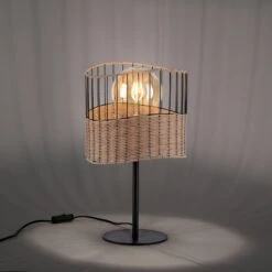 Lampe à Poser Reed En Bois Et Métal