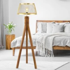 Lampadaire Frederik En Bois, Trépied -EGLO || By Rydens || Lucande Soldes 6003223 2