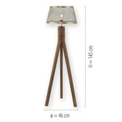 Lampadaire Frederik En Bois, Trépied -EGLO || By Rydens || Lucande Soldes 6003223 4