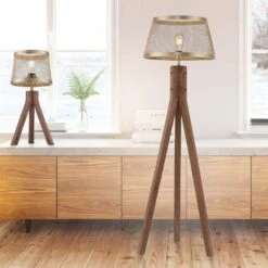 Lampadaire Frederik En Bois, Trépied -EGLO || By Rydens || Lucande Soldes 6003223 7