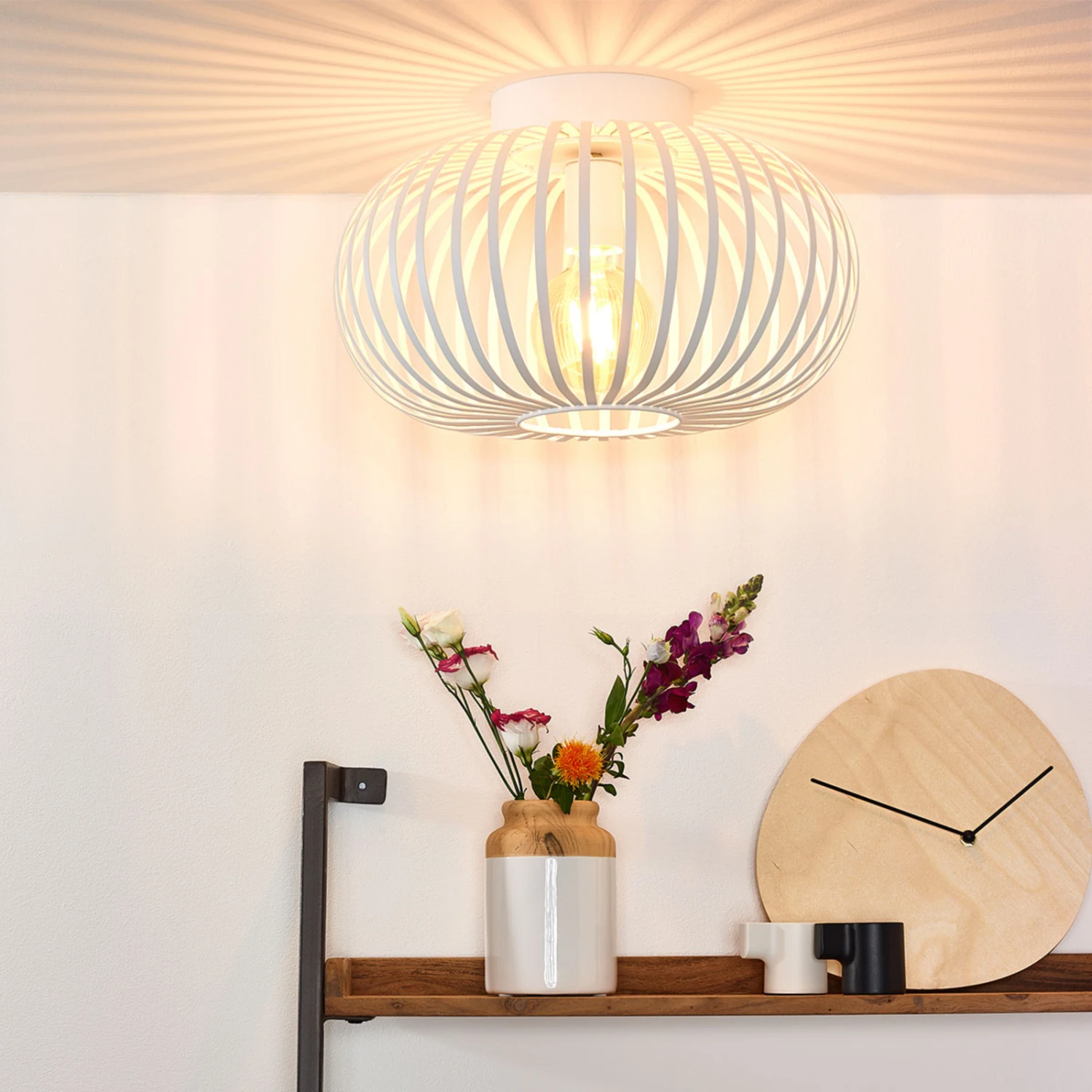 Plafonnier Cage Manuela, Ø 40 cm, Blanc 6 Plafonnier Cage Manuela, Ø 40 cm, Blanc – Image 4