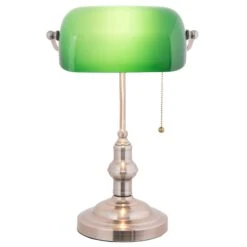 Lampe De Banquier Verda Avec Pied En Nickel