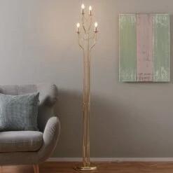 Avec Finition Dorée - Beau Lampadaire Retro