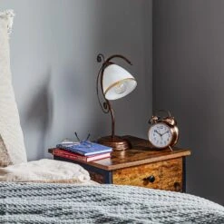 Lampe à Poser Roma En Blanc Et Brun -EGLO || By Rydens || Lucande Soldes 6118233 2