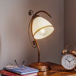 Lampe à Poser Roma En Blanc Et Brun